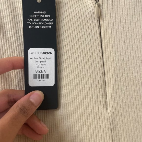 Sleevlees Snatched Jumpsuit- Cream - Picture 9 of 12